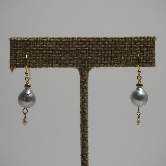 Miko // Large Blue Akoya Pearl Drop Earrings