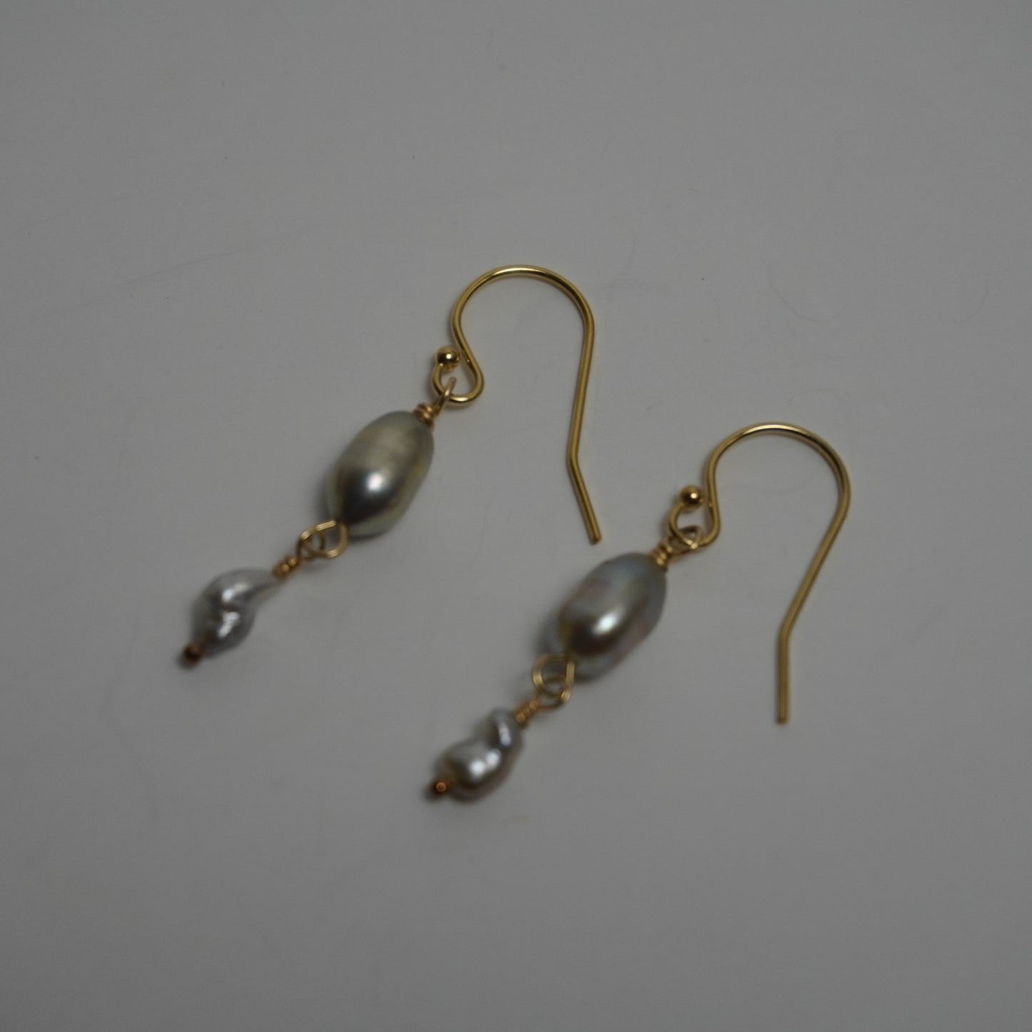Double Tahitian Keshi Pearl Drop Earrings