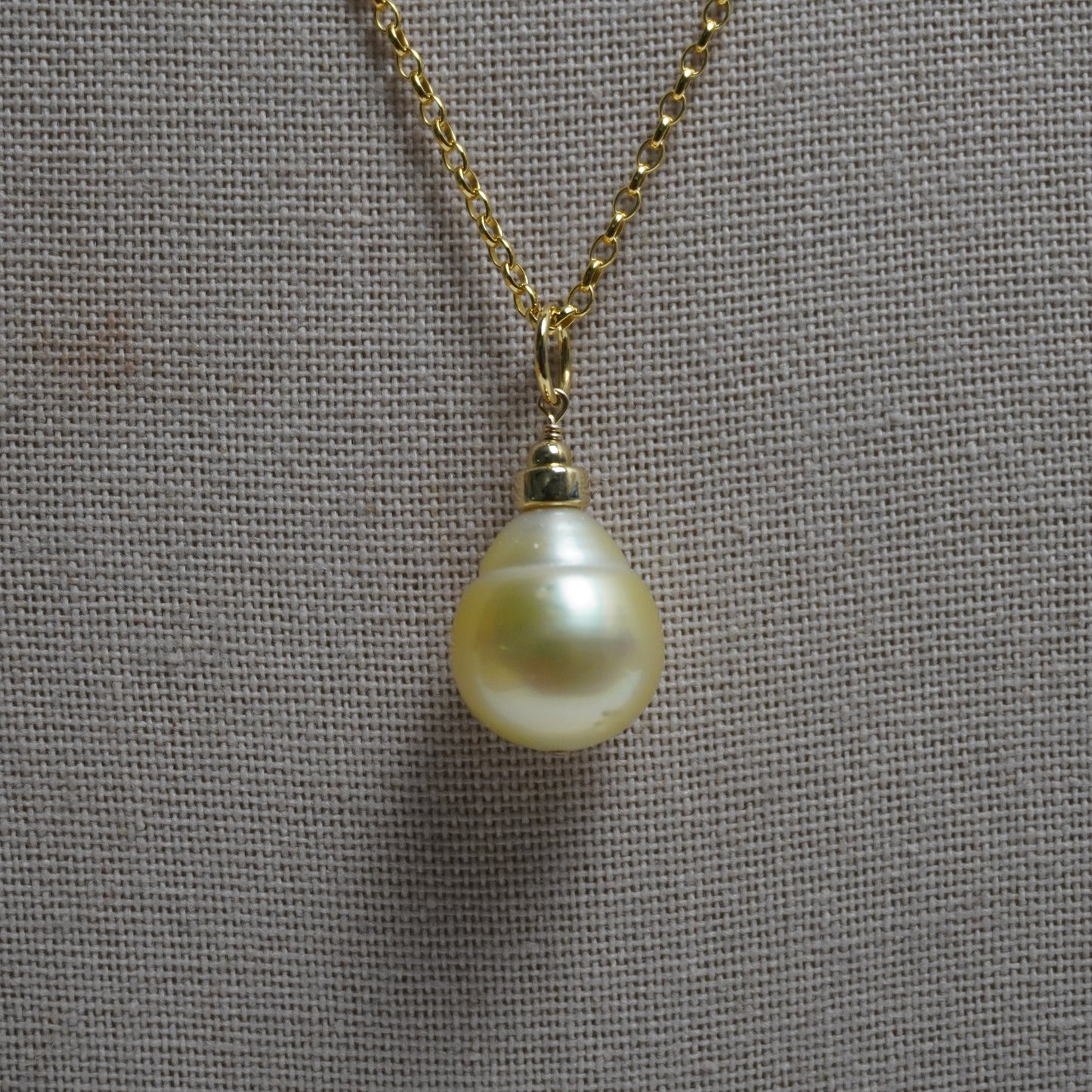 Sue // Golden South Sea Pearl Drop Necklace