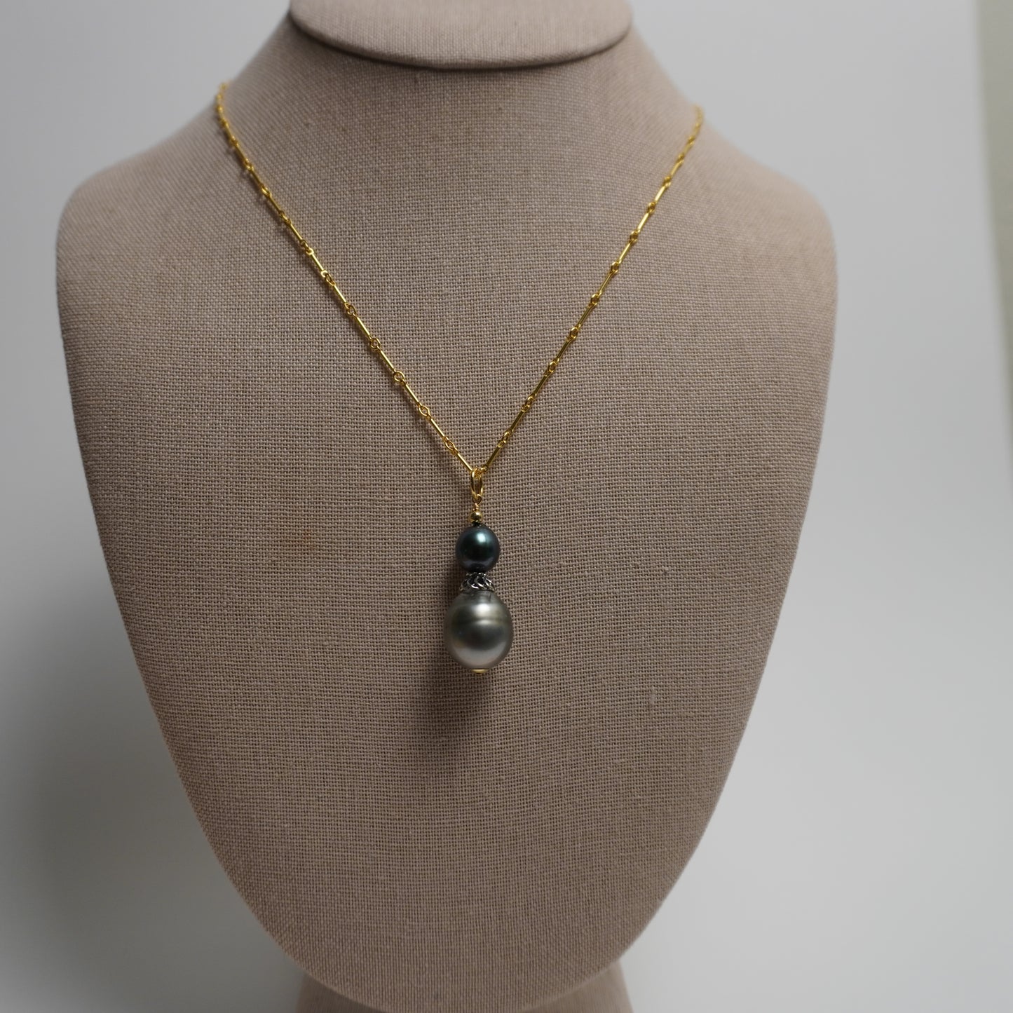 Stacked Tahitian Pearl Drop Necklace