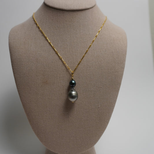 Stacked Tahitian Pearl Drop Necklace