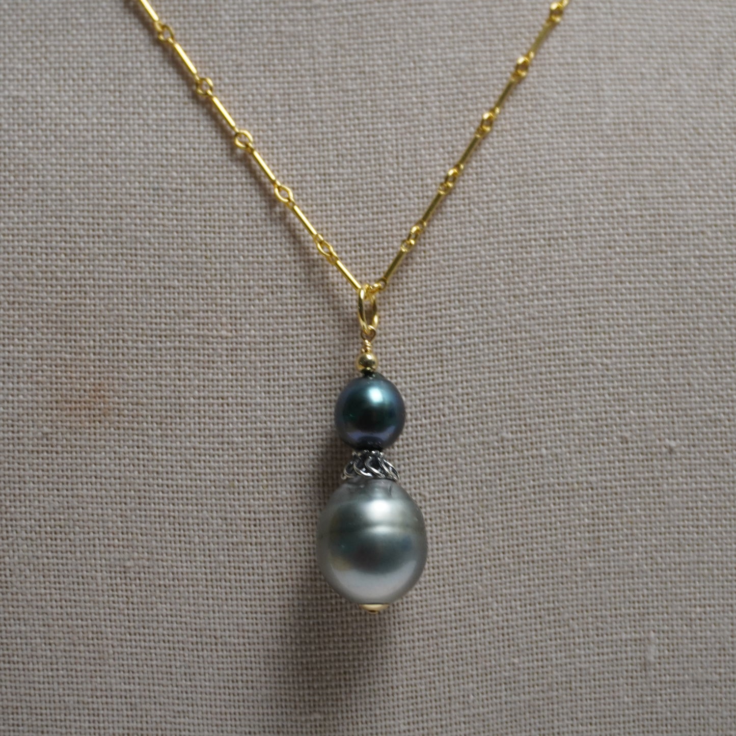 Stacked Tahitian Pearl Drop Necklace