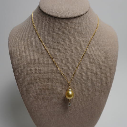 Golden South Sea Pearl Drop Necklace