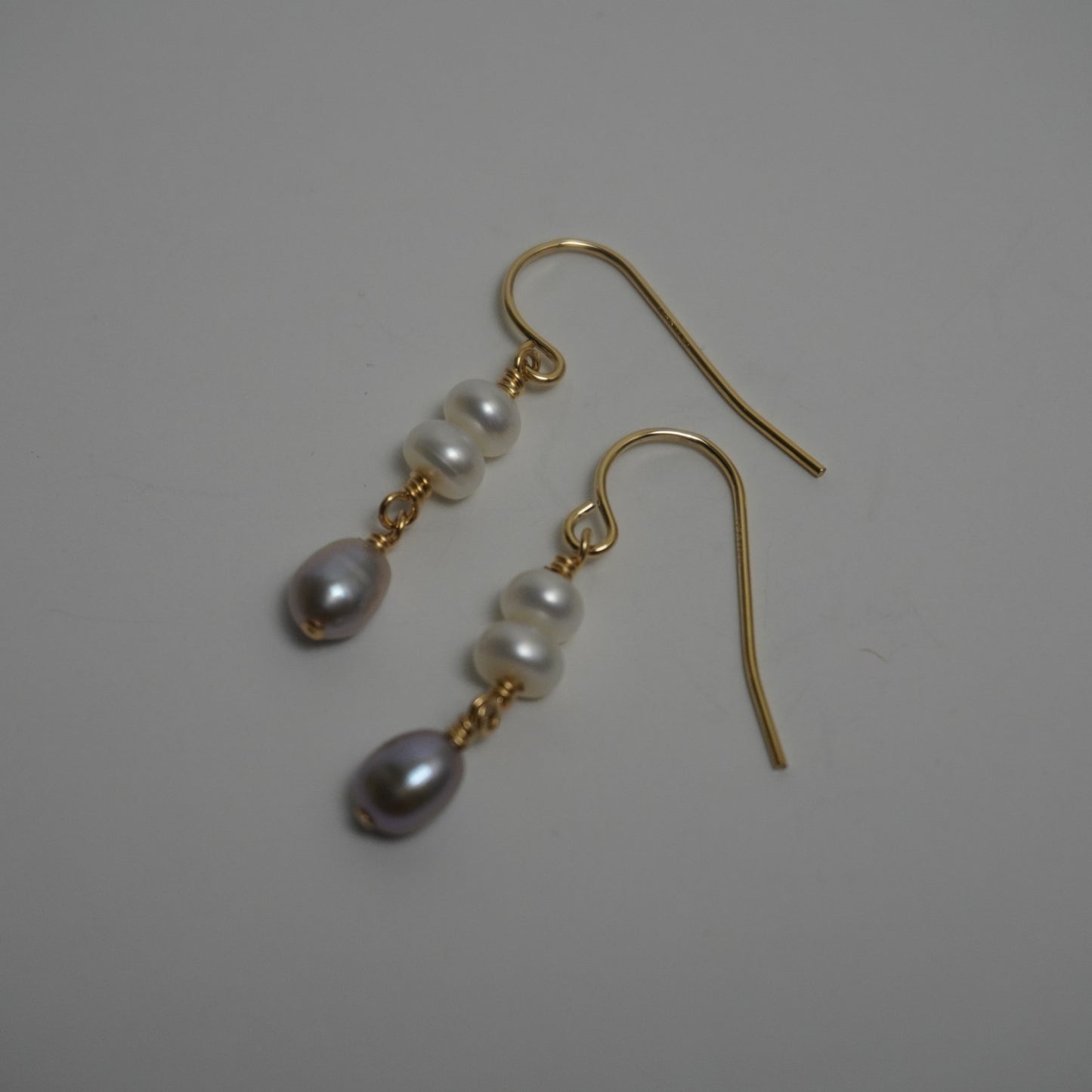 Grey & White Freshwater Pearl Drop Earrings