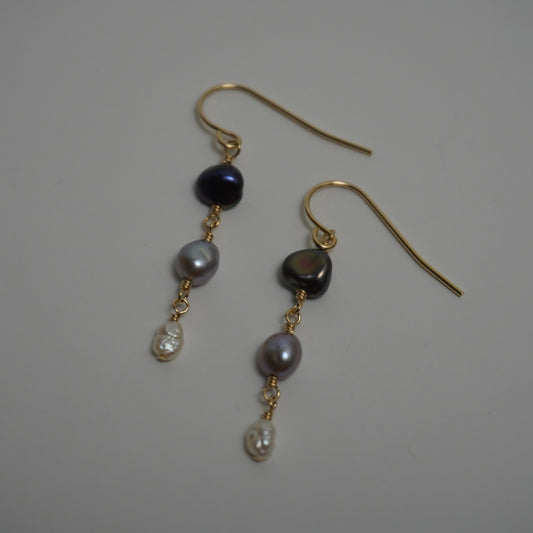 Triple Freshwater Pearl Drop Earrings