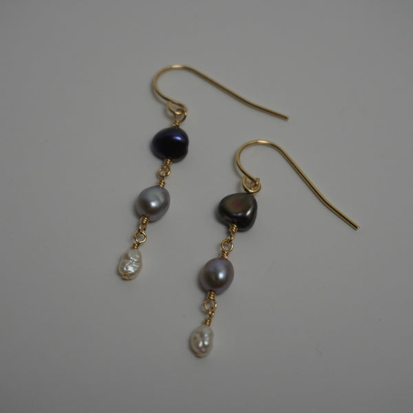 Triple Freshwater Pearl Drop Earrings