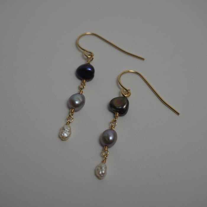 Triple Freshwater Pearl Drop Earrings